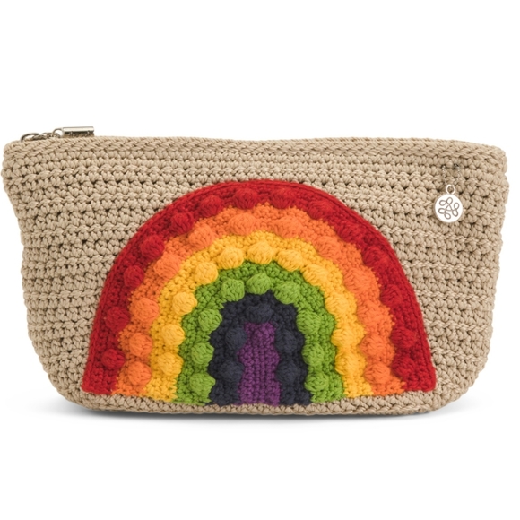 The Sak Rainbow Essential Medium Hand Crochet Pouch, Boho Chic, Festival, NWT - Picture 1 of 3
